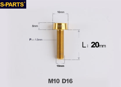 SPARTS Titanium Anti-Theft Fasteners M10×L20-80 D16 P1.5 – Brake Caliper Locking Screw for Motorcycle