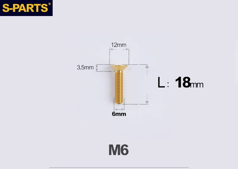 SPARTS M6×10–65mm Titanium Torx Countersunk Bolts for Motorcycle Frames
