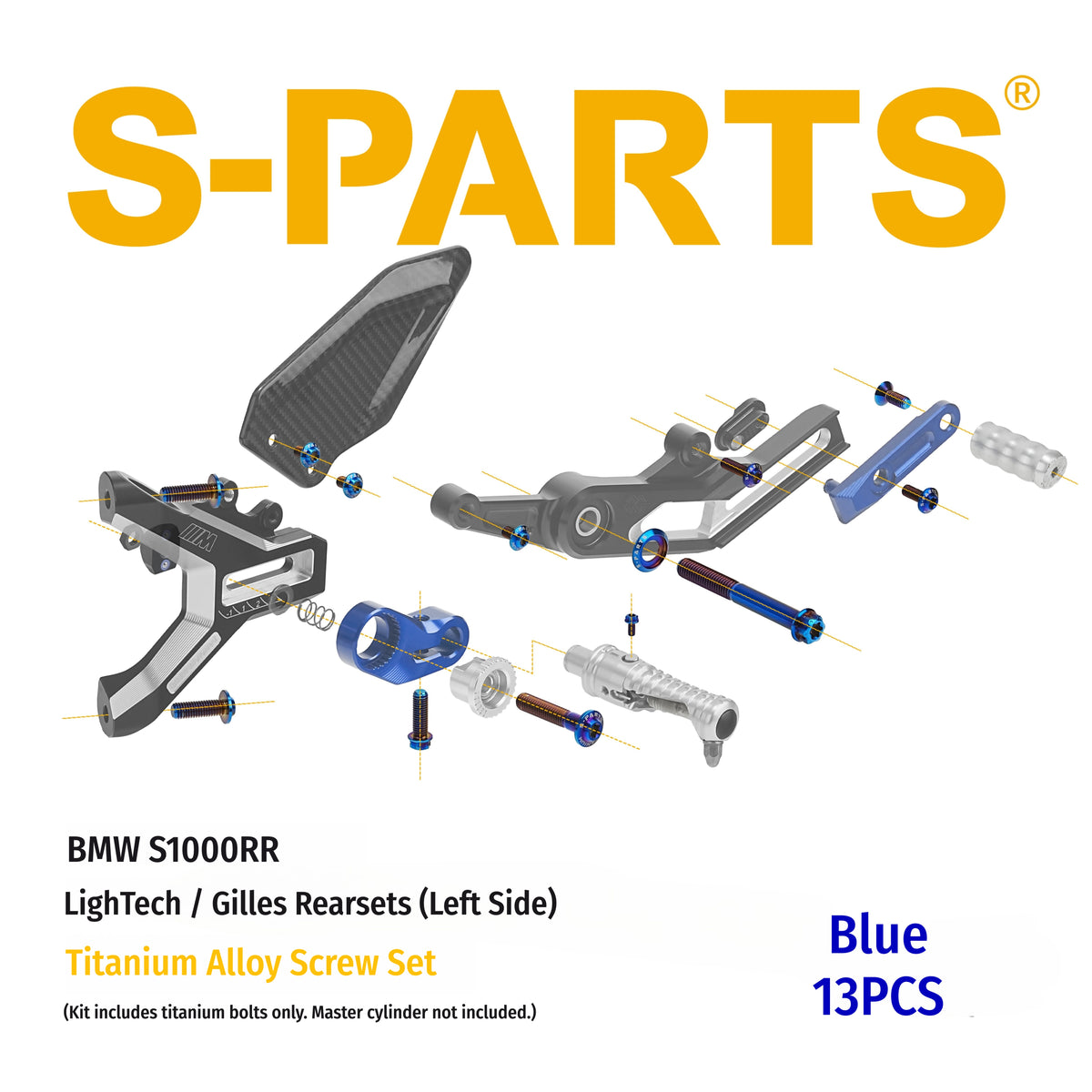SPARTS BMW S1000RR Titanium Rearset Bolt Kit for LighTech / Gilles Tooling