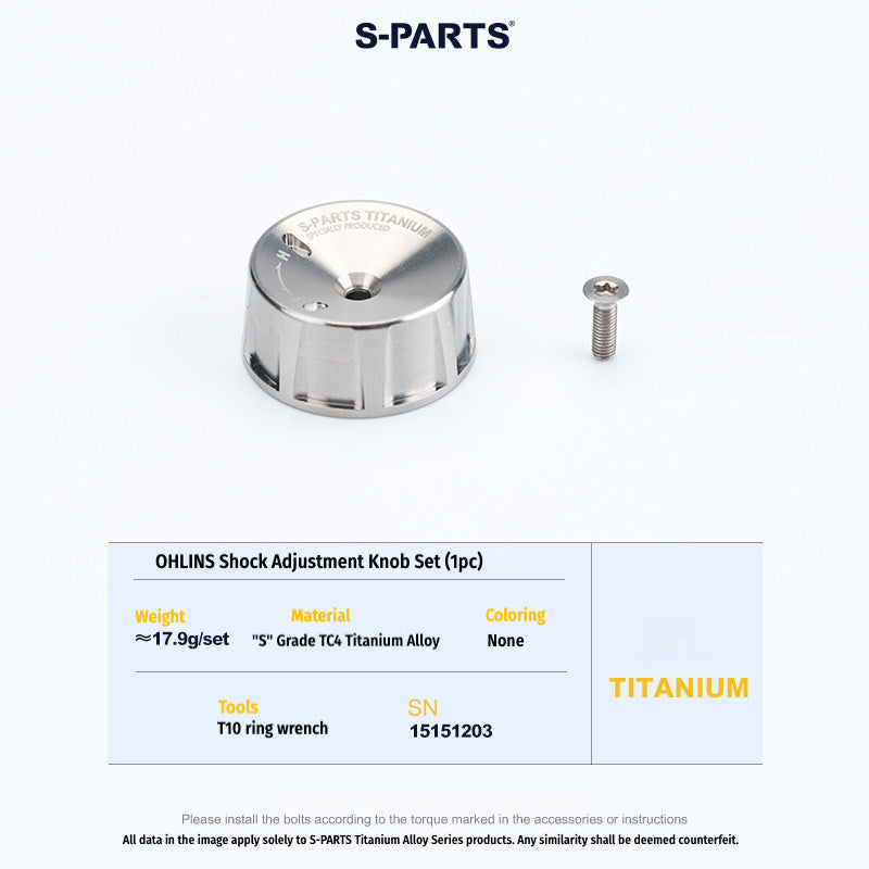 Premium Titanium Suspension Adjuster Knobs for Ohlins Shocks (2-Piece Set) | S-PARTS