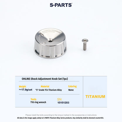 Premium Titanium Suspension Adjuster Knobs for Ohlins Shocks (2-Piece Set) | S-PARTS