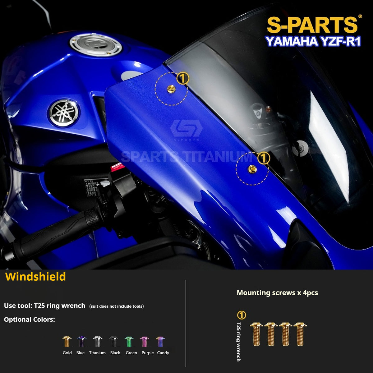 SPARTS TC4 Titanium Bolt Kit for Yamaha YZF-R1 | Motorcycle Titanium Bolt Upgrade