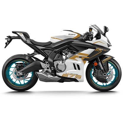 CFMOTO 675SR Violet Graphic Decal Kit Motorcycle Body & Rim Stickers — White Motorcycle