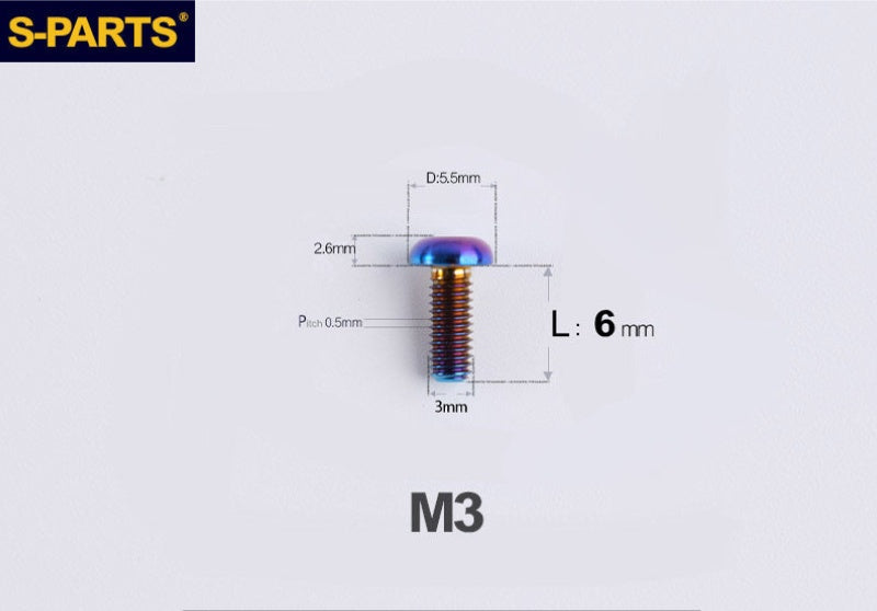 S-PARTS M3 A2 Truss Head Titanium Bolts for Bicycle Brakes & Components (L6-L15)