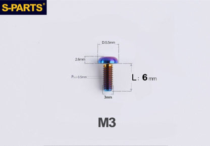 S-PARTS M3 A2 Truss Head Titanium Bolts for Bicycle Brakes & Components (L6-L15)