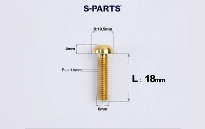 SPARTS M6×8–35mm Titanium Button Head Bolts for Bicycle Brake Calipers
