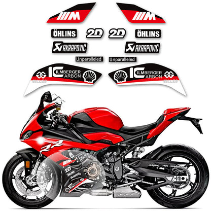 BMW S1000RR (2019–2022) M Package / Double R Track Lower Fairing Decal Kit Motorcycle Racing Graphics Sticker Set