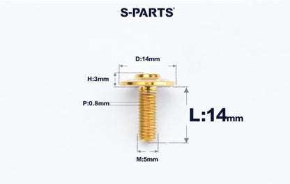 SPARTS A3 M5×L12-20  D14 Titanium Button Head Bolts for Motorcycle Upgrades