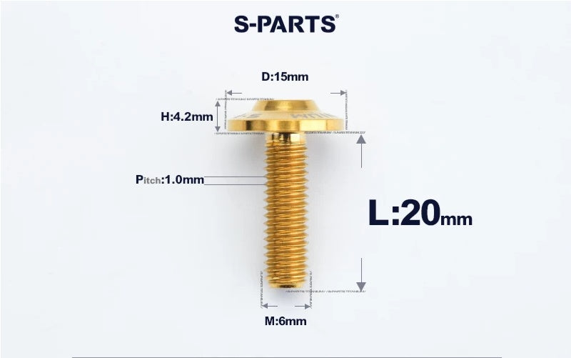 SPARTS M6×8–45mm D15 Titanium Button Head Bolts for Motorcycles