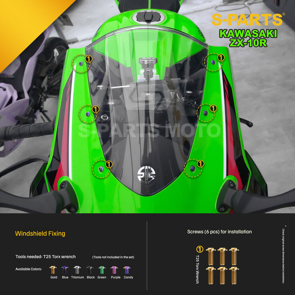S-PARTS Grade 5 (TC4) Titanium Fasteners Kit for Kawasaki Ninja ZX-10R (2023)