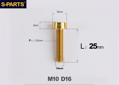 SPARTSTitanium Anti-Theft Fasteners M10×L20-80 D16 P1.25 – Brake Caliper Locking Screw for Motorcycle