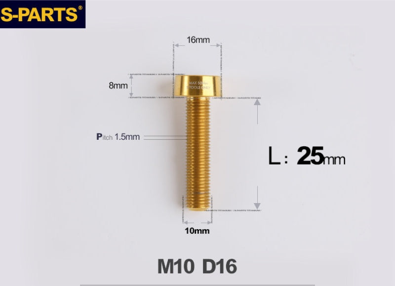 SPARTS Titanium Anti-Theft Fasteners M10×L20-80 D16 P1.5 – Brake Caliper Locking Screw for Motorcycle