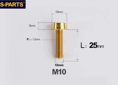 SPARTS Titanium Anti-Theft Fasteners M10 D19×L20-65 P1.5  – Brake Caliper Locking Screw for Motorcycle