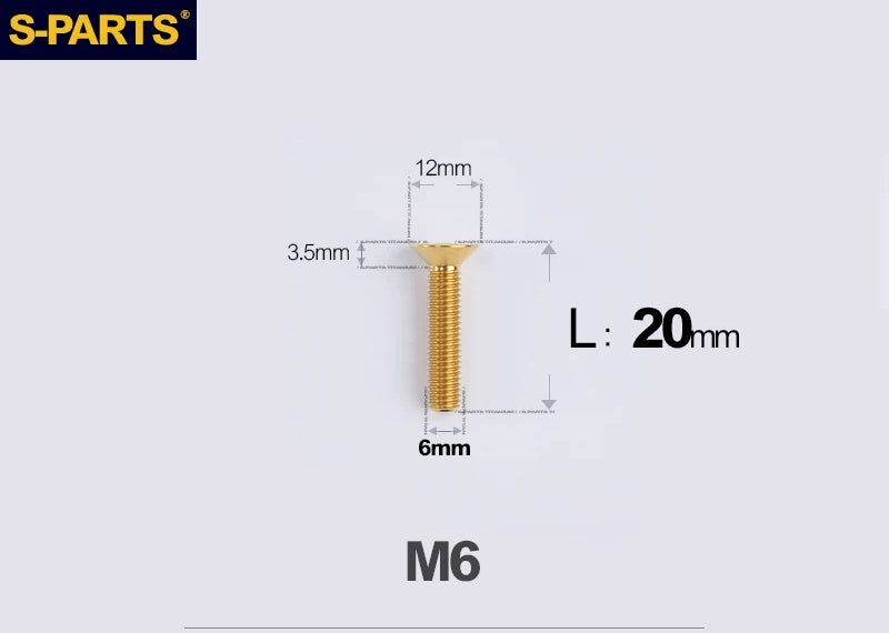 SPARTS M6×10–65mm Titanium Torx Countersunk Bolts for Motorcycle Frames