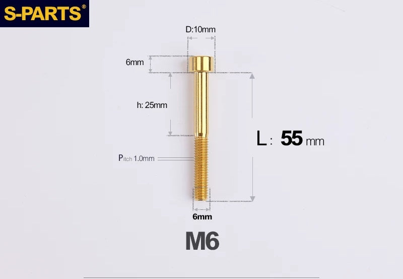 SPARTS M6×30–70mm Titanium Socket Head Cap Screws for Motorcycles