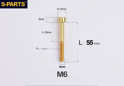 SPARTS M6×30–70mm Titanium Socket Head Cap Screws for Motorcycles