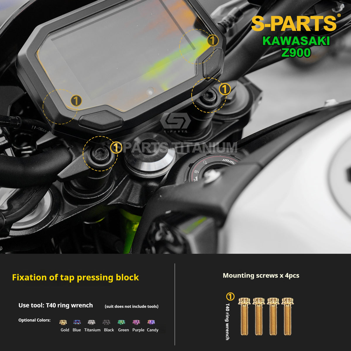 SPARTS TC4 Titanium Bolt Kit for Kawasaki Z900 2021 | Motorcycle Titanium Bolt Upgrade