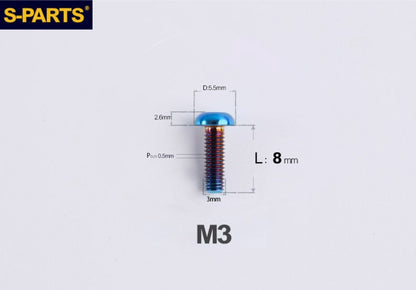 S-PARTS M3 A2 Truss Head Titanium Bolts for Bicycle Brakes & Components (L6-L15)