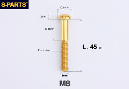 S-PARTS M8 A2 Series TC4 Titanium Bolts – Button Head Fasteners for Bicycle & E-Bike Upgrades