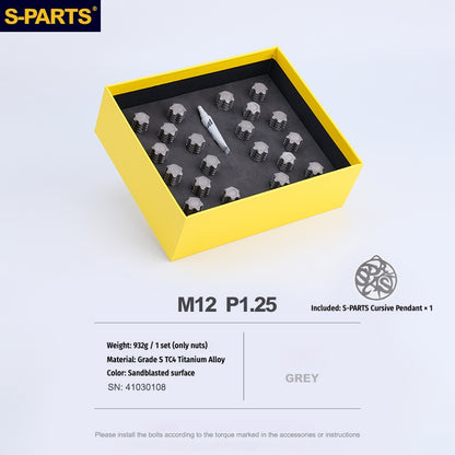 S-PARTS Titanium M12 Car Wheel Lug Nut Set