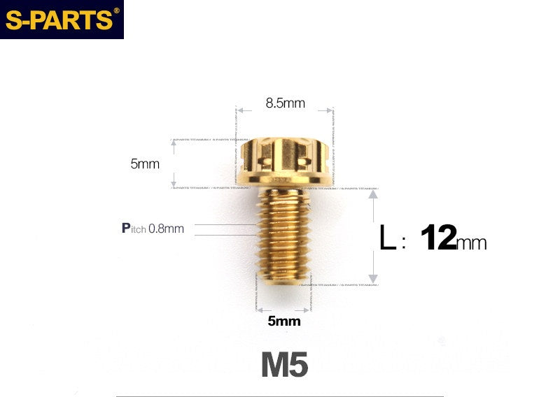 SPARTS M5×6-95mm Standard Head Screw Titanium Bolt for Motorcycle Modification