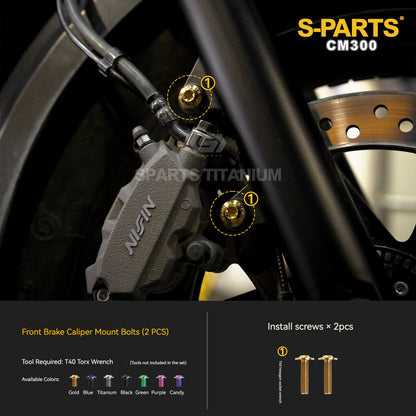 SPARTS Titanium Front Brake Caliper, Rotor & ABS Bolt Kit for Honda CM300 / Rebel 300 (13 Pcs)