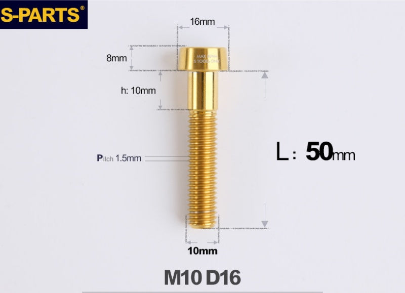 SPARTS Titanium Anti-Theft Fasteners M10×L20-80 D16 P1.5 – Brake Caliper Locking Screw for Motorcycle