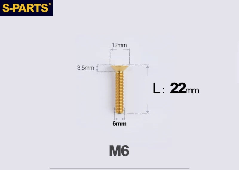 SPARTS M6×10–65mm Titanium Torx Countersunk Bolts for Motorcycle Frames