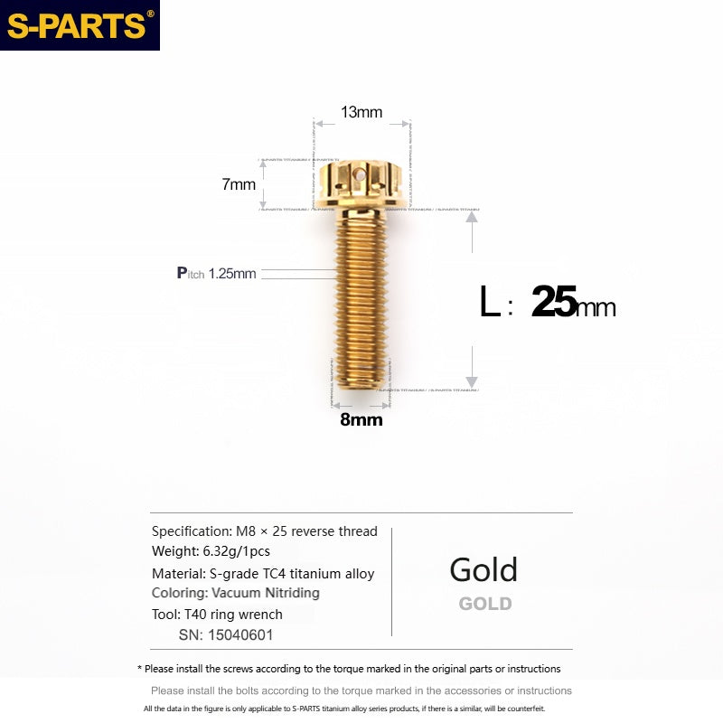 SPARTS Titanium MirrorMotorcycle Rearview Mirror Bolts· M8/M10