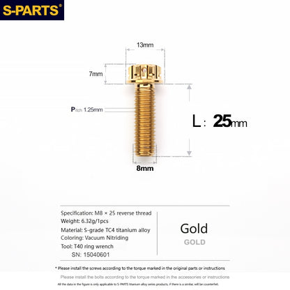 SPARTS Titanium MirrorMotorcycle Rearview Mirror Bolts· M8/M10
