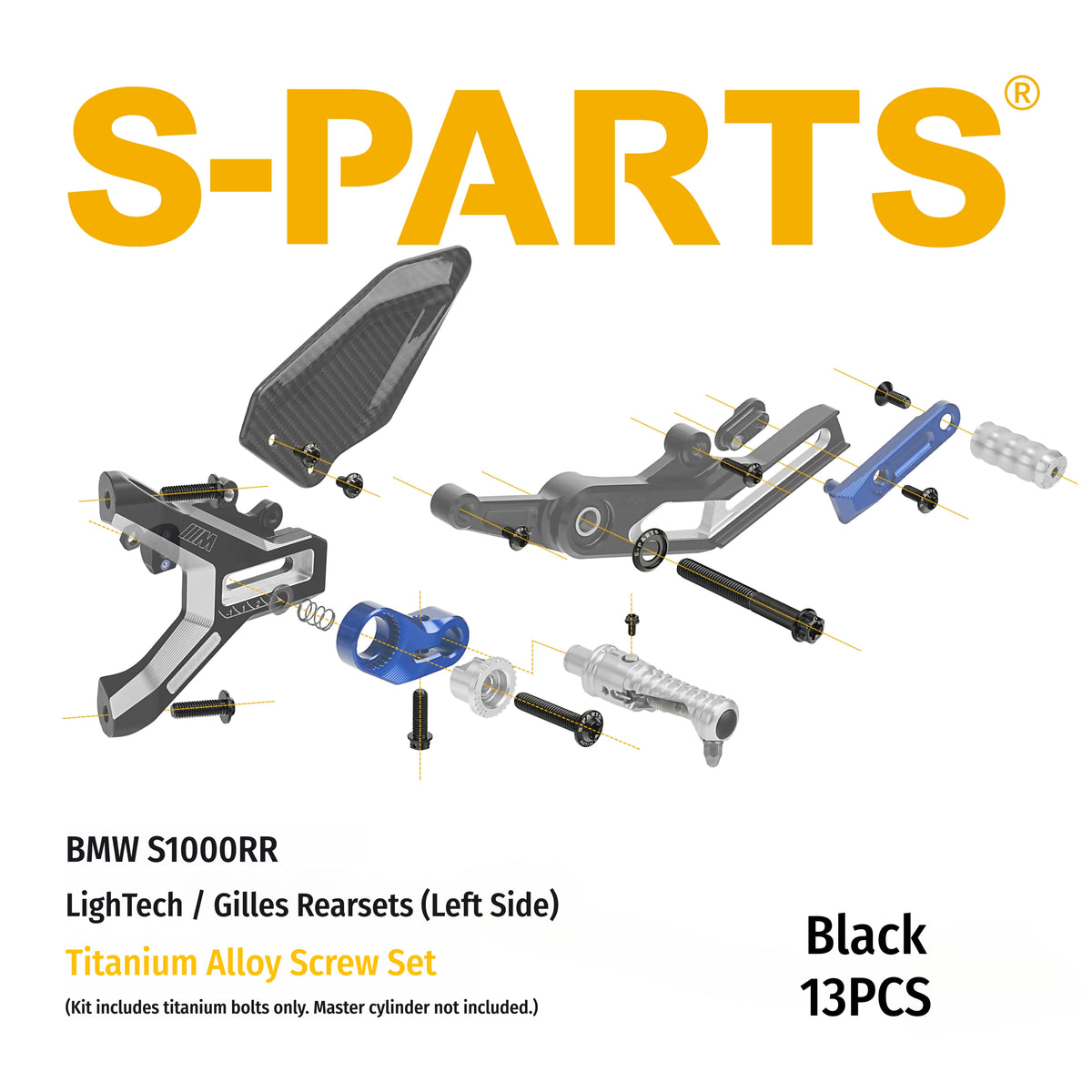 SPARTS BMW S1000RR Titanium Rearset Bolt Kit for LighTech / Gilles Tooling