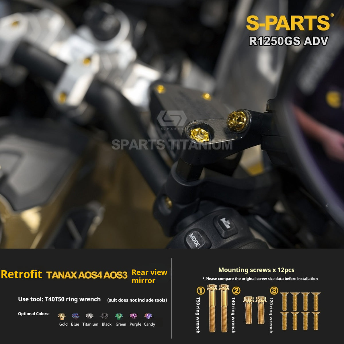 SPARTS Titanium Bolt Kit for BMW R 1250GS ADV – CNC Titanium Upgrade Kit