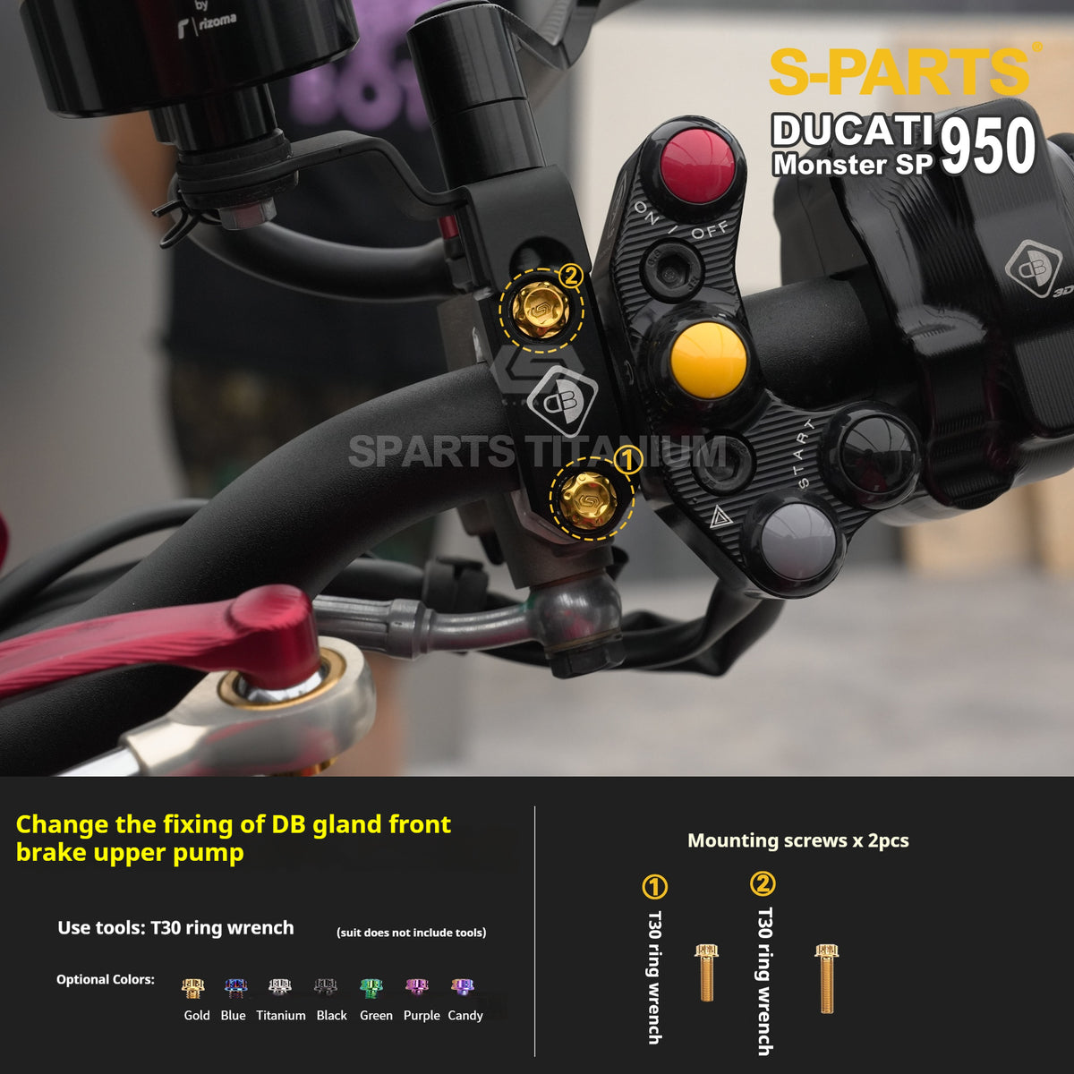 SPARTS Titanium Bolt Kit for Ducati New Monster SP 950 – CNC Titanium Upgrade Kit