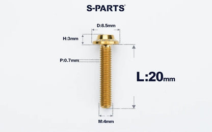SPARTS M4✖️6–30mm D8.5 Titanium Torx Flanged Button Head Bolts