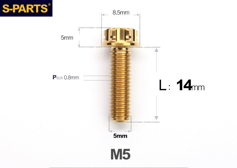 SPARTS M5×6-95mm Standard Head Screw Titanium Bolt for Motorcycle Modification
