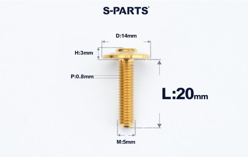 SPARTS A3 M5×L12-20  D14 Titanium Button Head Bolts for Motorcycle Upgrades