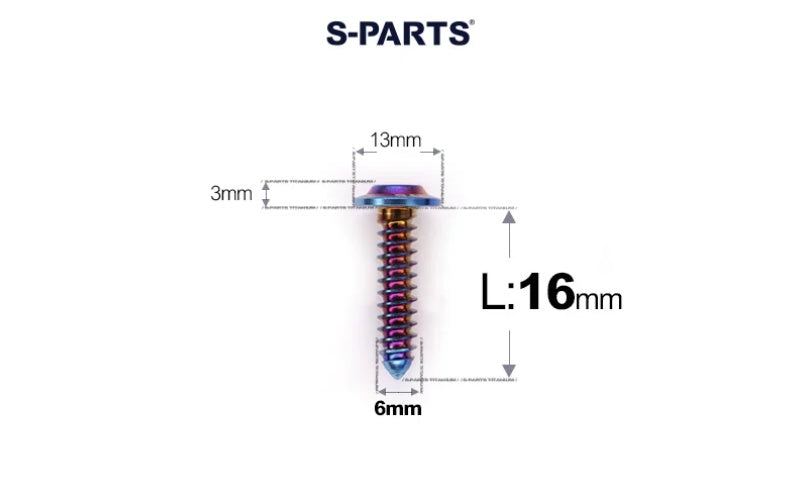 SPARTS M6 Titanium Flanged Button Head Self-Tapping Bolt D13