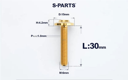 SPARTS M6×8–45mm D15 Titanium Button Head Bolts for Motorcycles