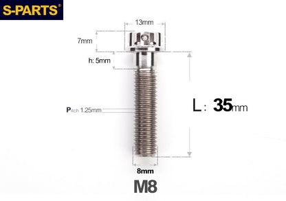 SPARTS M8 A3 Titanium Bolts TC4 Standard Head Fasteners