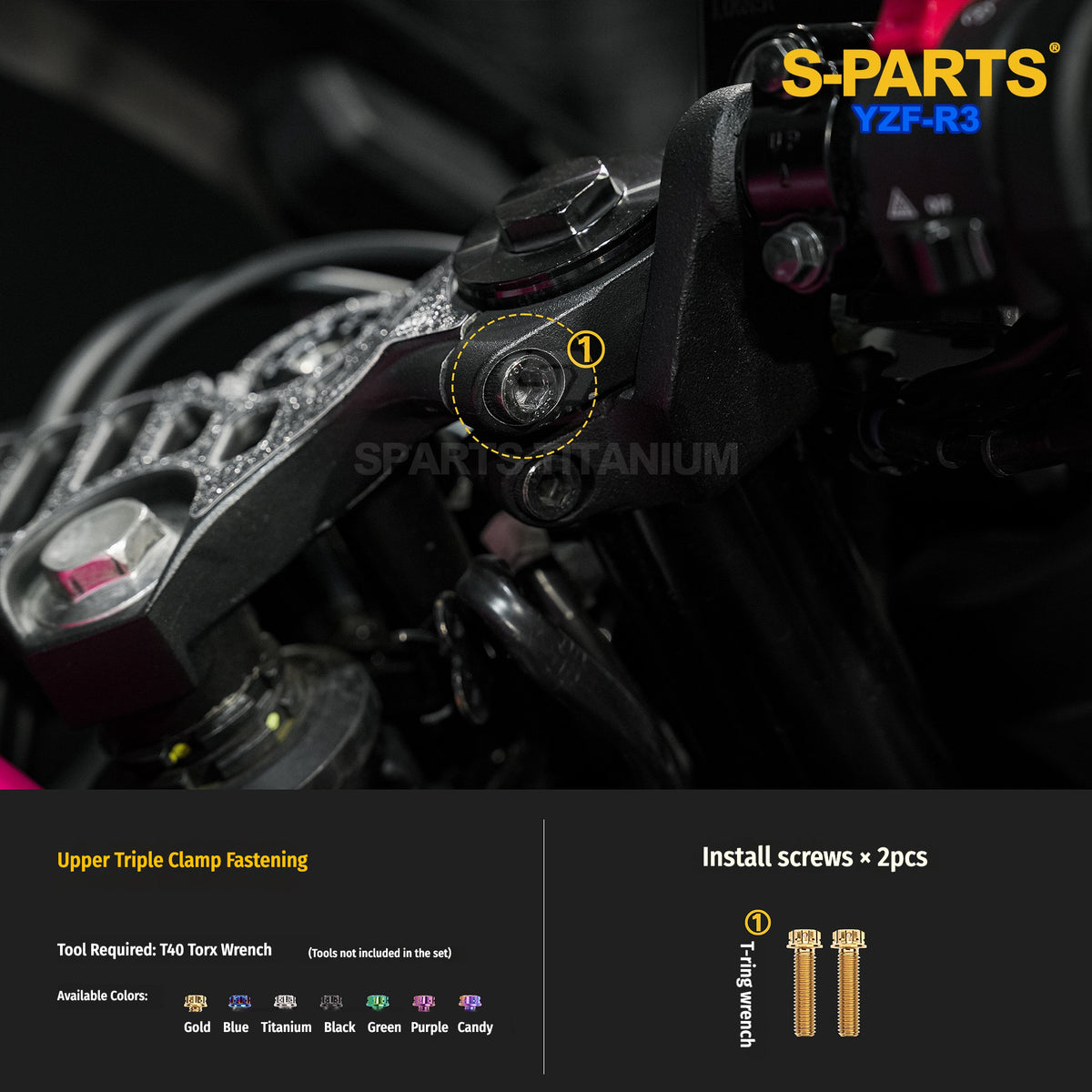 Yamaha YZF-R3 Titanium Bolts for Windscreen, Mirrors & Handlebars | SPARTS
