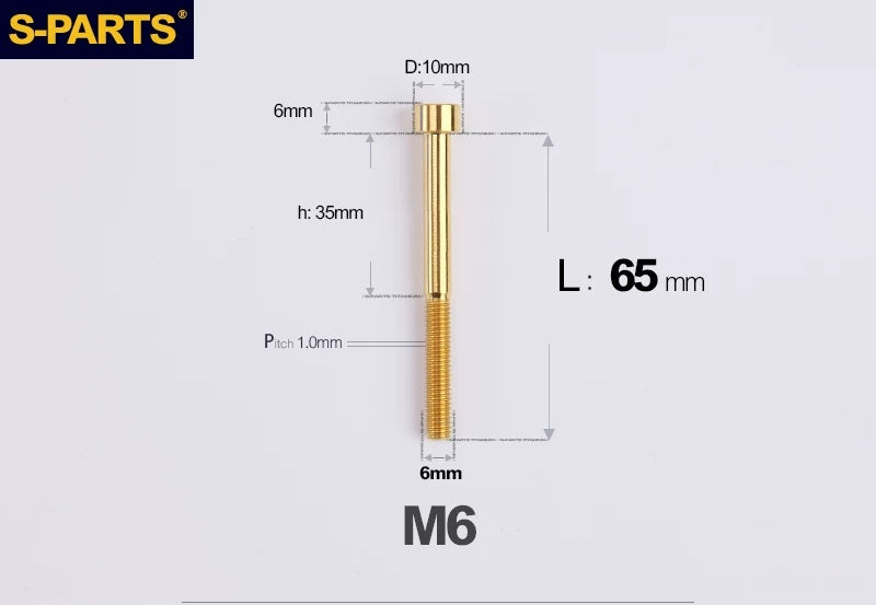 SPARTS M6×30–70mm Titanium Socket Head Cap Screws for Motorcycles