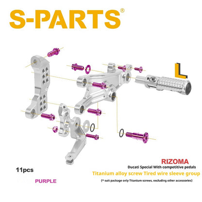 SPARTS Rizoma Footpeg Bolts for Ducati – Custom Left & Right Footpeg Bolts in Titanium & Other Color Options