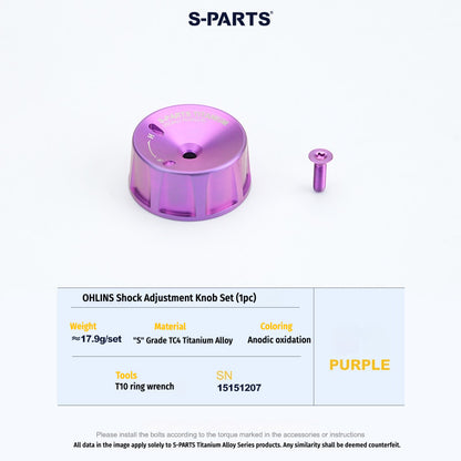 Premium Titanium Suspension Adjuster Knobs for Ohlins Shocks (2-Piece Set) | S-PARTS