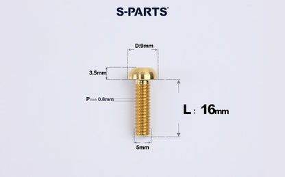SPARTS A2 M5 Titanium Button Head Bolts for Bicycle Brake Caliper Upgrades Ultra-Light Fasteners