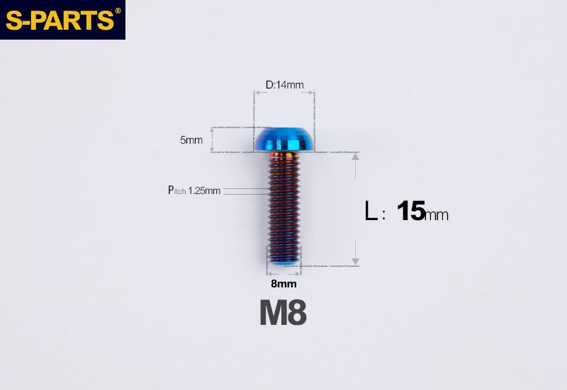 S-PARTS M8 A2 Series TC4 Titanium Bolts – Button Head Fasteners for Bicycle & E-Bike Upgrades
