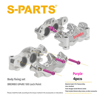 SPARTS Titanium Caliper Bolt Kit for BREMBO GP4 RX 100 | TC4 Titanium Brake Caliper Screws