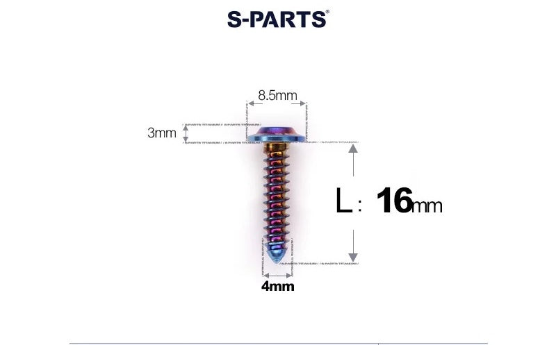 SPARTS M4 D8.5 Titanium Truss Head Self-Tapping Screws for Motorcycles