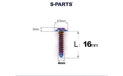 SPARTS M4 D8.5 Titanium Truss Head Self-Tapping Screws for Motorcycles