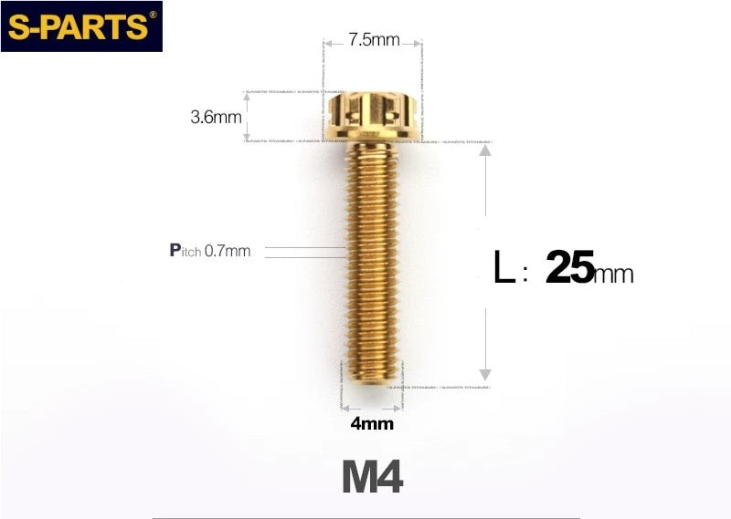 SPARTS M4 ×6 –50mm Titanium Torx Flange Head Bolts
