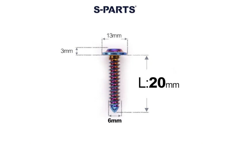 SPARTS M6 Titanium Flanged Button Head Self-Tapping Bolt D13